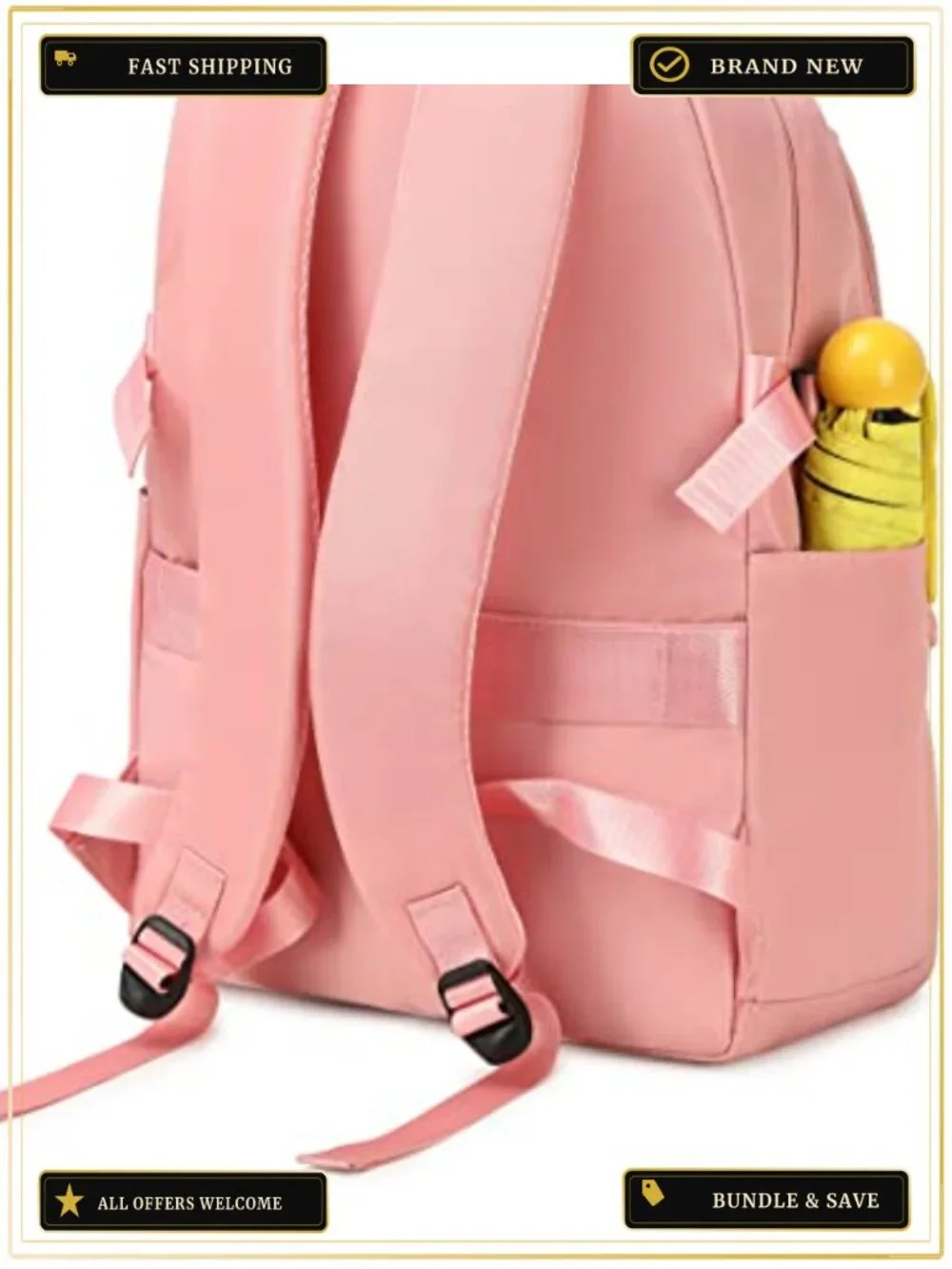 Waterproof 3-Piece School Backpack Set with Laptop Sleeve, Lunch Bag & Pencil